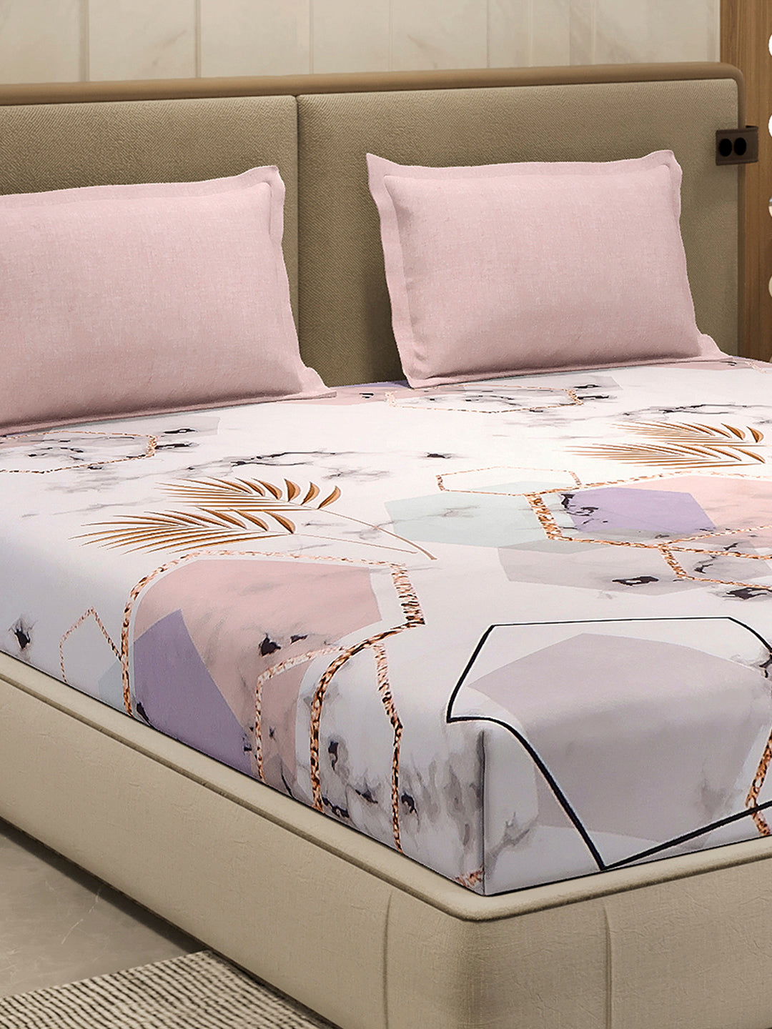 130 GSM Polyester Double Bed 1 Bedsheet with 2 Pillow Cover (Immortal)