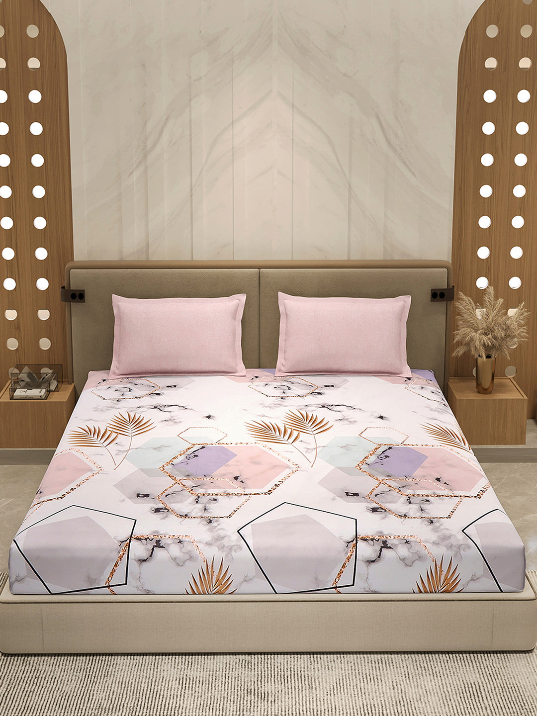 130 GSM Polyester Double Bed 1 Bedsheet with 2 Pillow Cover (Immortal)