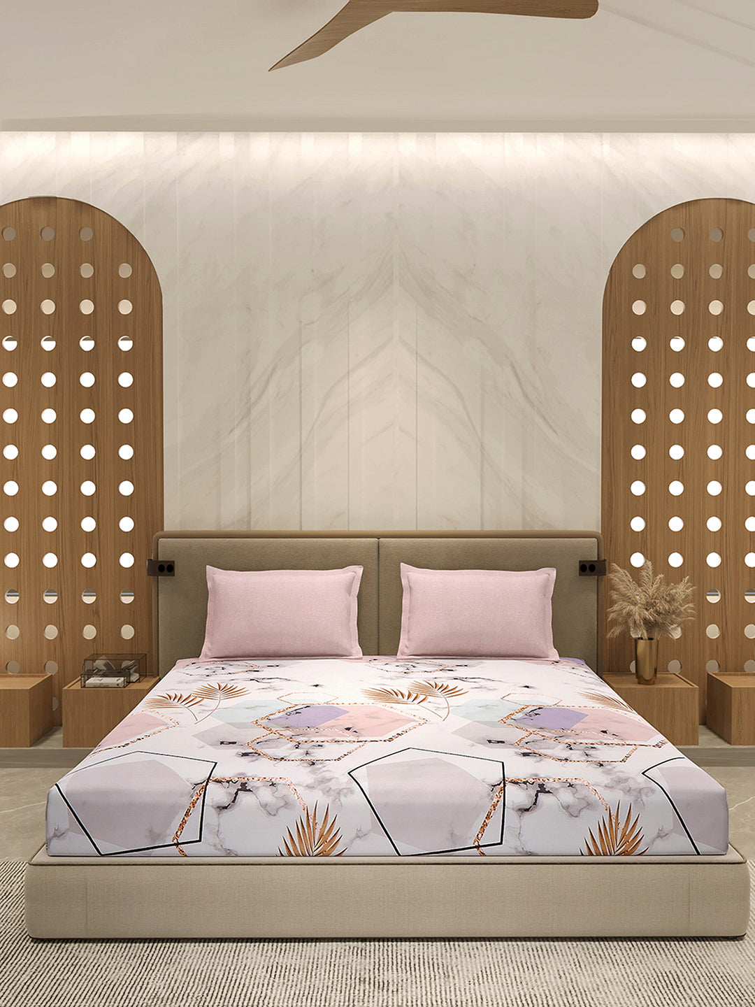130 GSM Polyester Double Bed 1 Bedsheet with 2 Pillow Cover (Immortal)