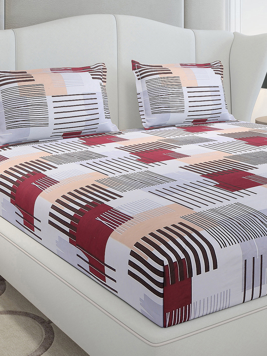 120 GSM Polyester Queen Size 1 Bedsheet with 2 Pillow Covers (Occasion)