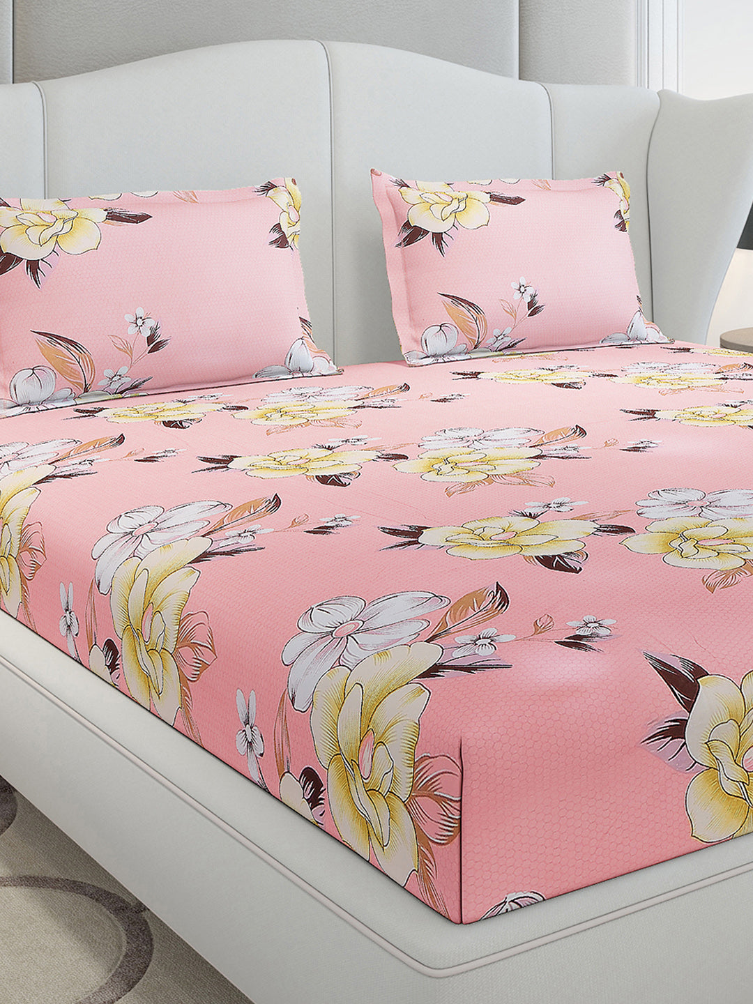 120 GSM Polyester Queen Size 1 Bedsheet with 2 Pillow Covers (Occasion)
