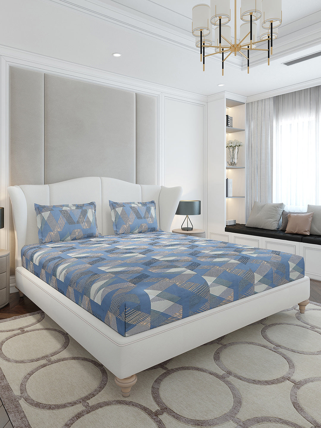 120 GSM Polyester Queen Size 1 Bedsheet with 2 Pillow Covers (Occasion)