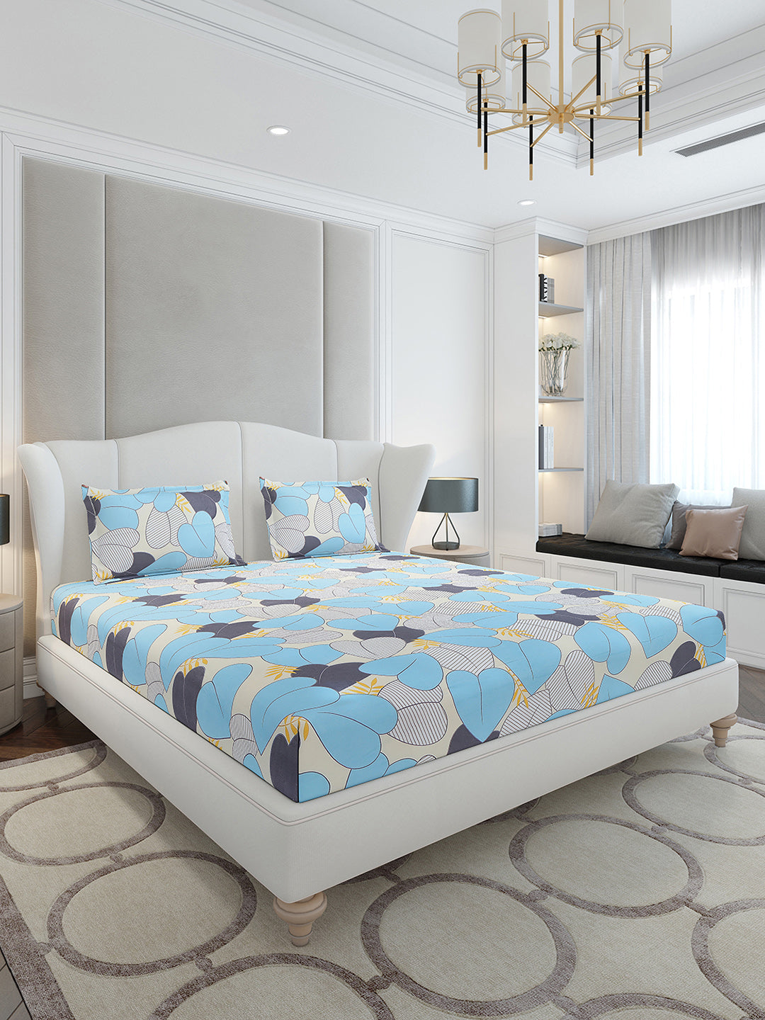 120 GSM Polyester Queen Size 1 Bedsheet with 2 Pillow Covers (Occasion)