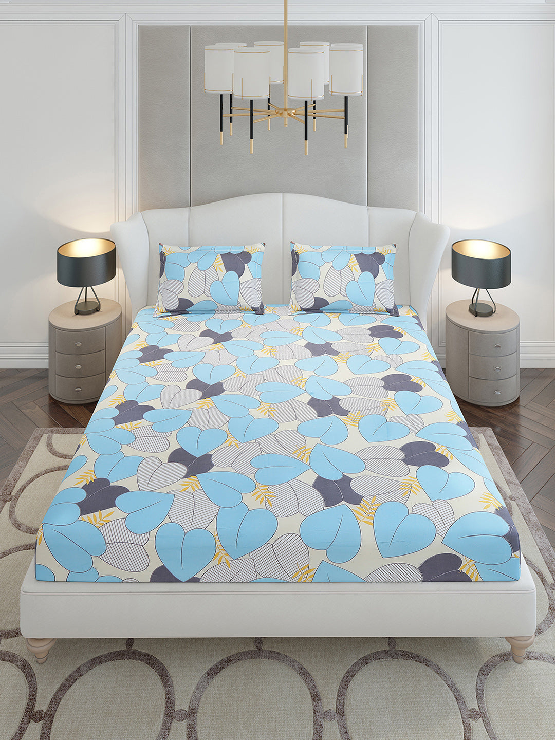 120 GSM Polyester Queen Size 1 Bedsheet with 2 Pillow Covers (Occasion)