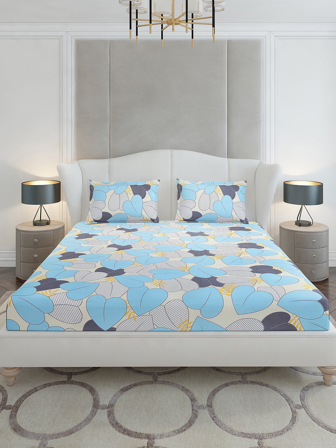 120 GSM Polyester Queen Size 1 Bedsheet with 2 Pillow Covers (Occasion)