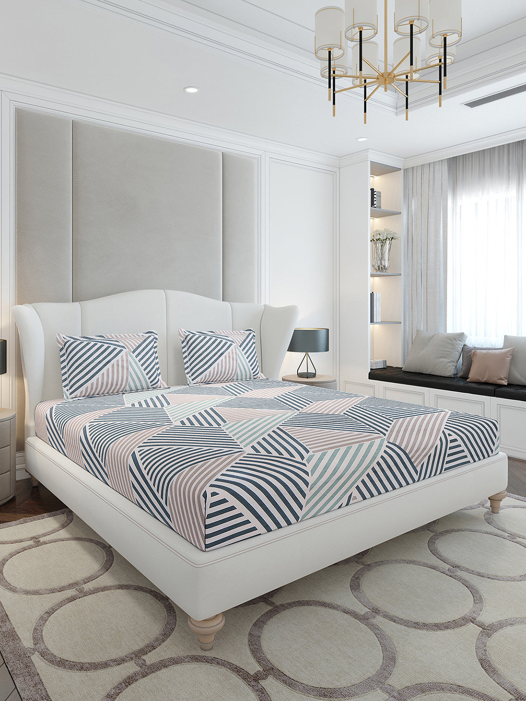 120 GSM Polyester Queen Size 1 Bedsheet with 2 Pillow Covers (Occasion)