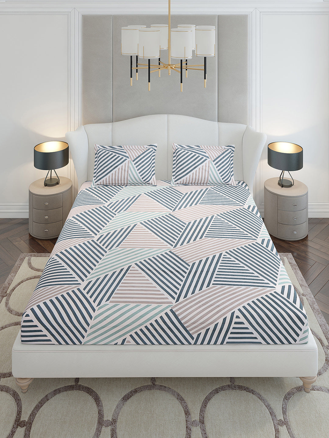 120 GSM Polyester Queen Size 1 Bedsheet with 2 Pillow Covers (Occasion)