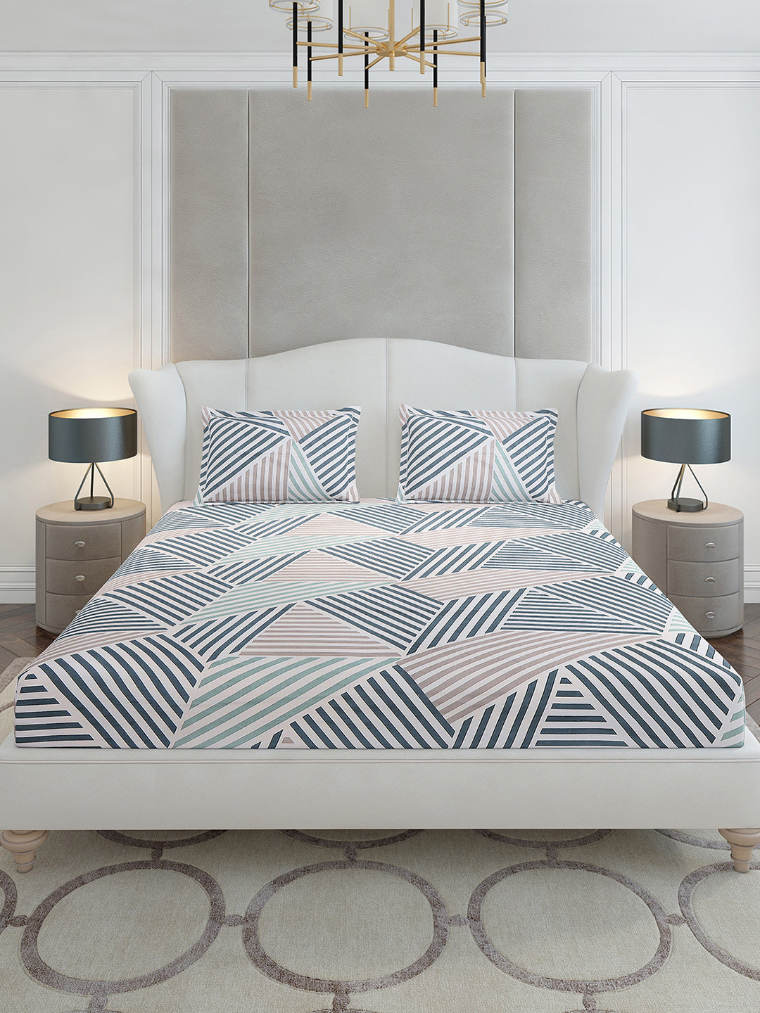 120 GSM Polyester Queen Size 1 Bedsheet with 2 Pillow Covers (Occasion)