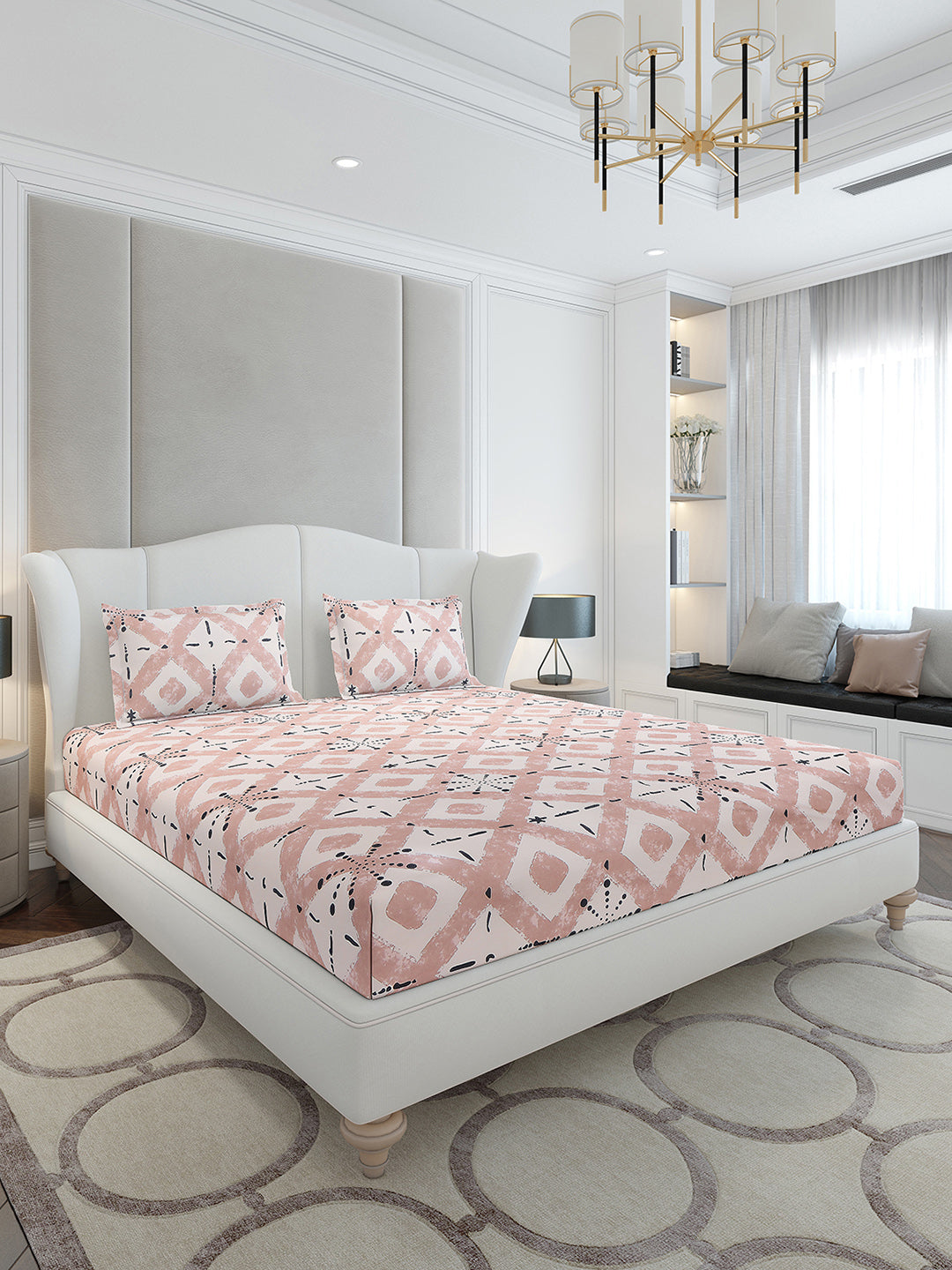 120 GSM Polyester Queen Size 1 Bedsheet with 2 Pillow Covers (Occasion)