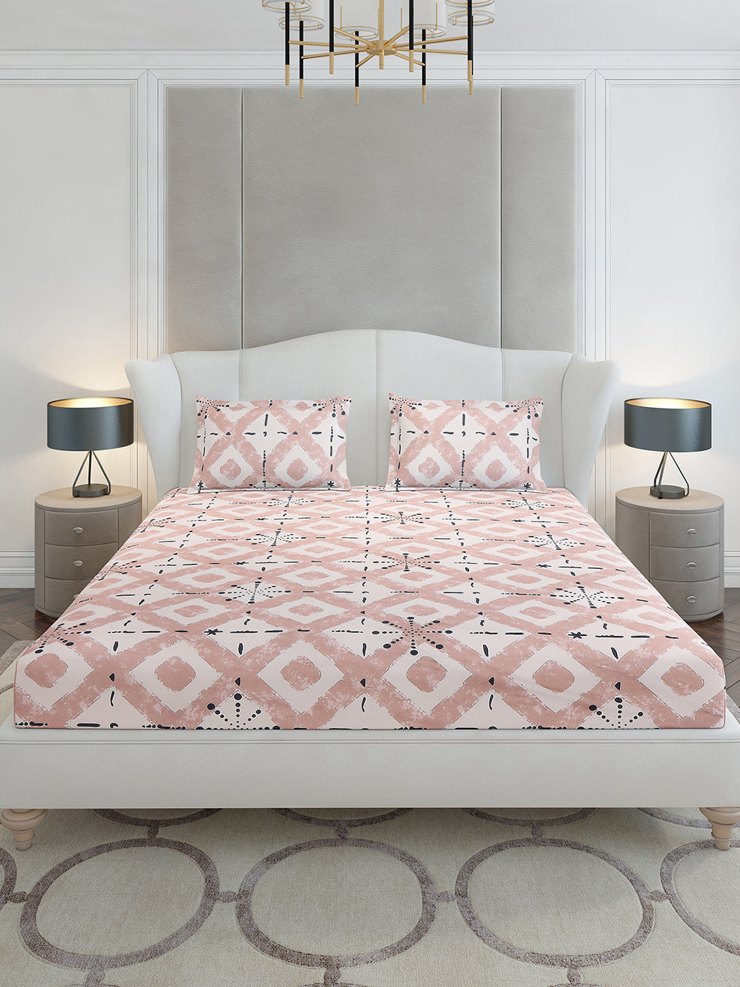 120 GSM Polyester Queen Size 1 Bedsheet with 2 Pillow Covers (Occasion)