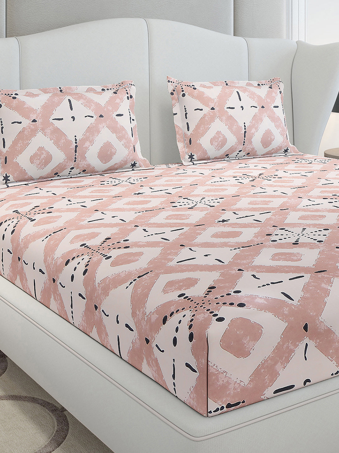 120 GSM Polyester Queen Size 1 Bedsheet with 2 Pillow Covers (Occasion)