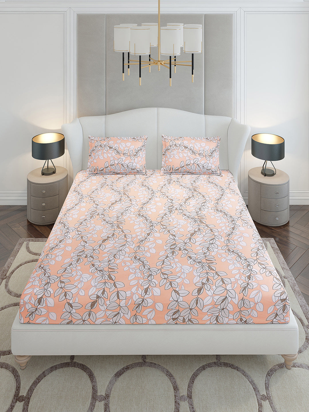 120 GSM Polyester Queen Size 1 Bedsheet with 2 Pillow Covers (Occasion)