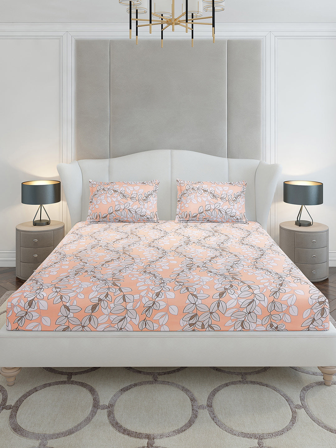 120 GSM Polyester Queen Size 1 Bedsheet with 2 Pillow Covers (Occasion)