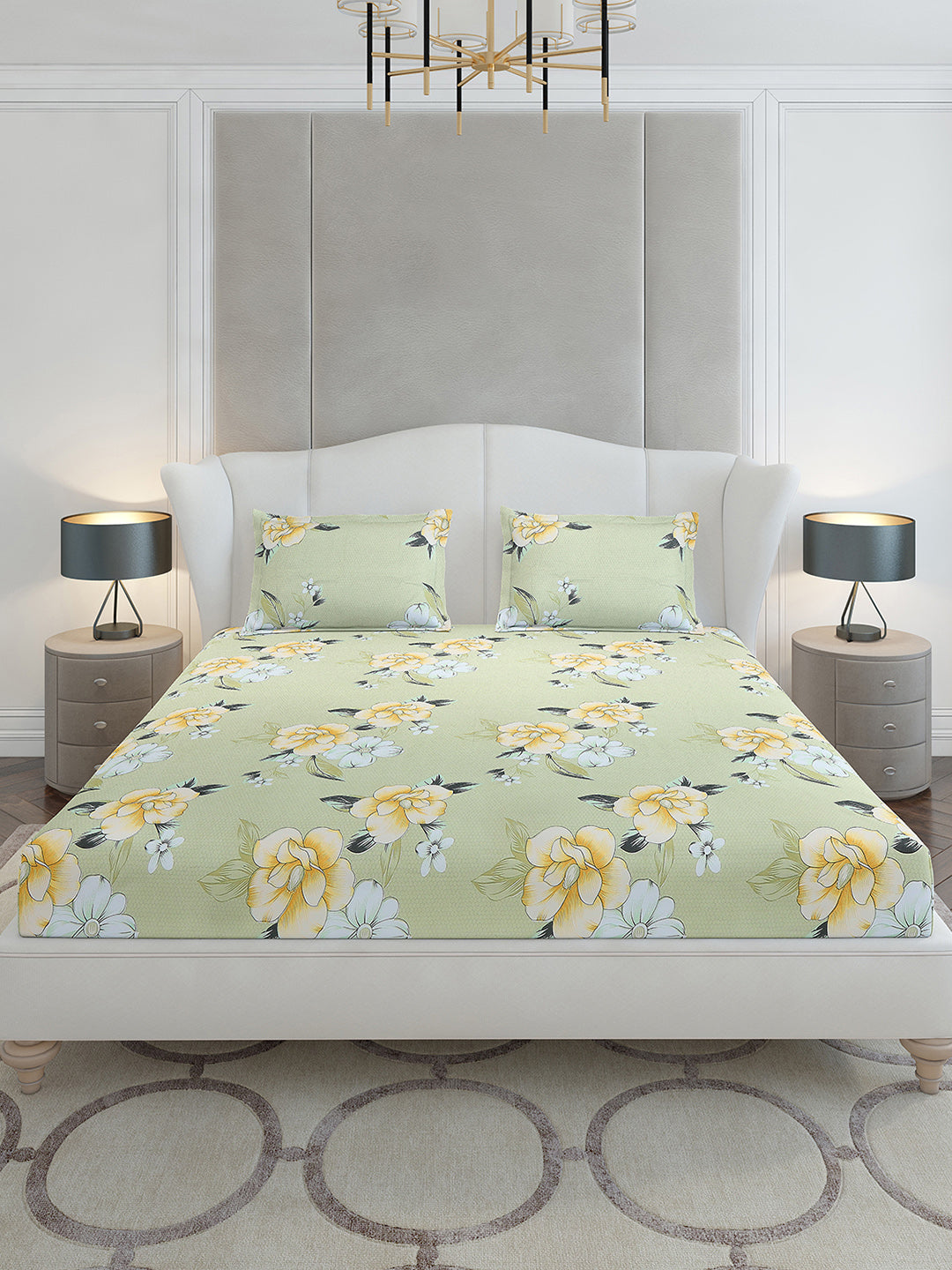 120 GSM Polyester Queen Size 1 Bedsheet with 2 Pillow Covers (Occasion)