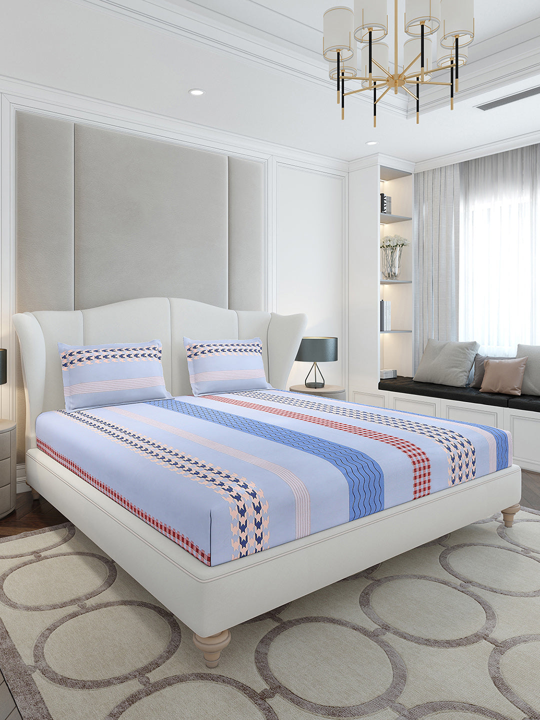 120 GSM Polyester Queen Size 1 Bedsheet with 2 Pillow Covers (Occasion)