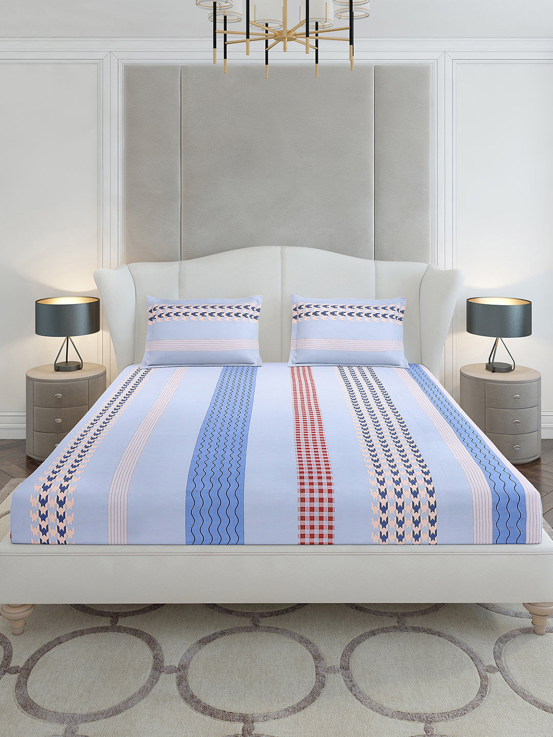 120 GSM Polyester Queen Size 1 Bedsheet with 2 Pillow Covers (Occasion)