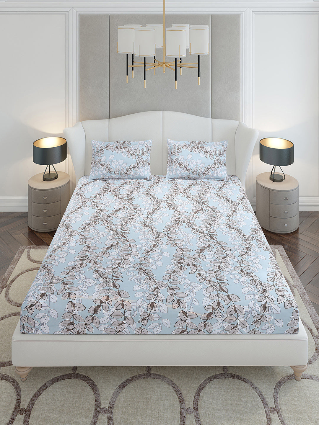120 GSM Polyester Queen Size 1 Bedsheet with 2 Pillow Covers (Occasion)