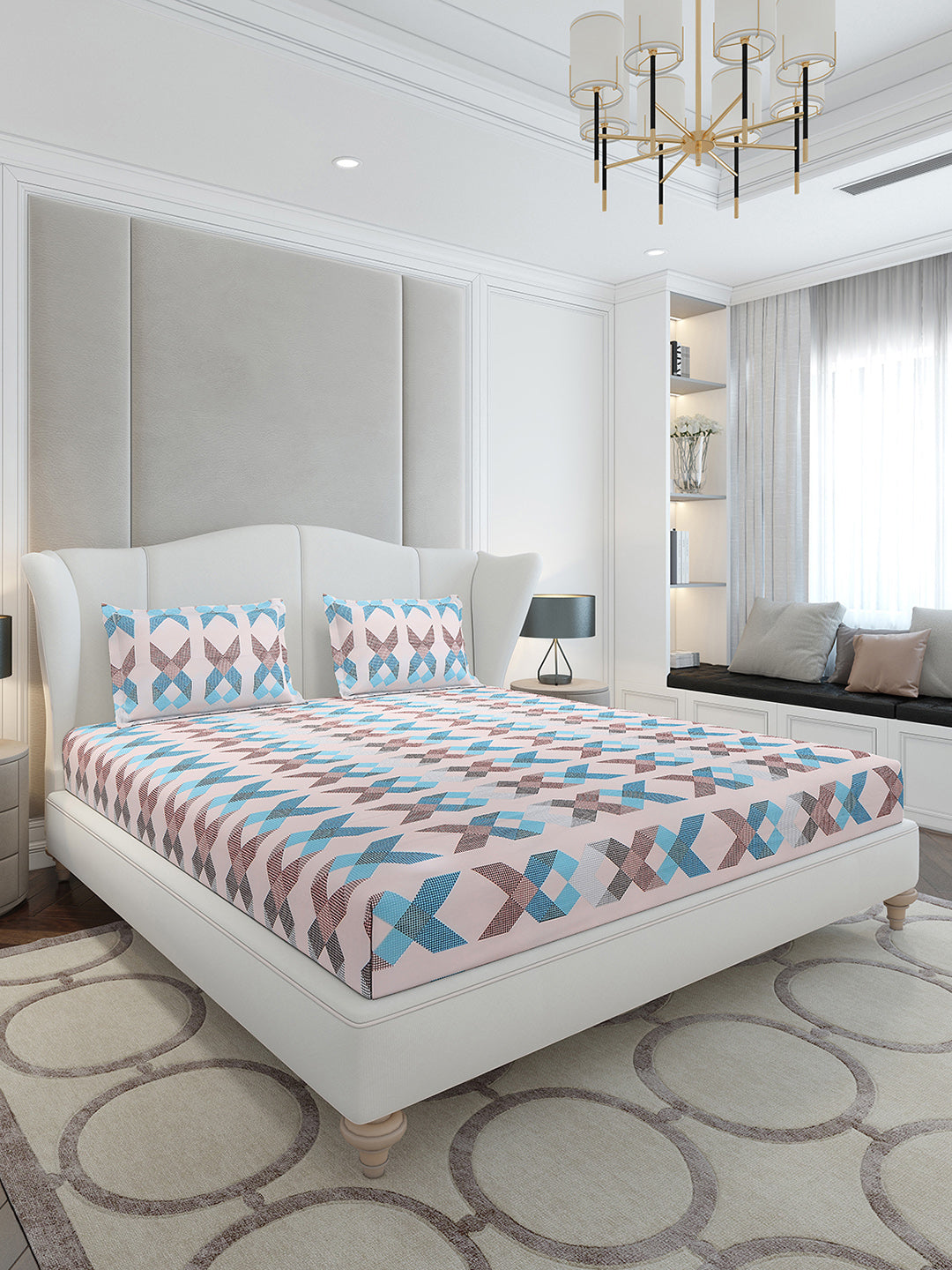 120 GSM Polyester Queen Size 1 Bedsheet with 2 Pillow Covers (Occasion)