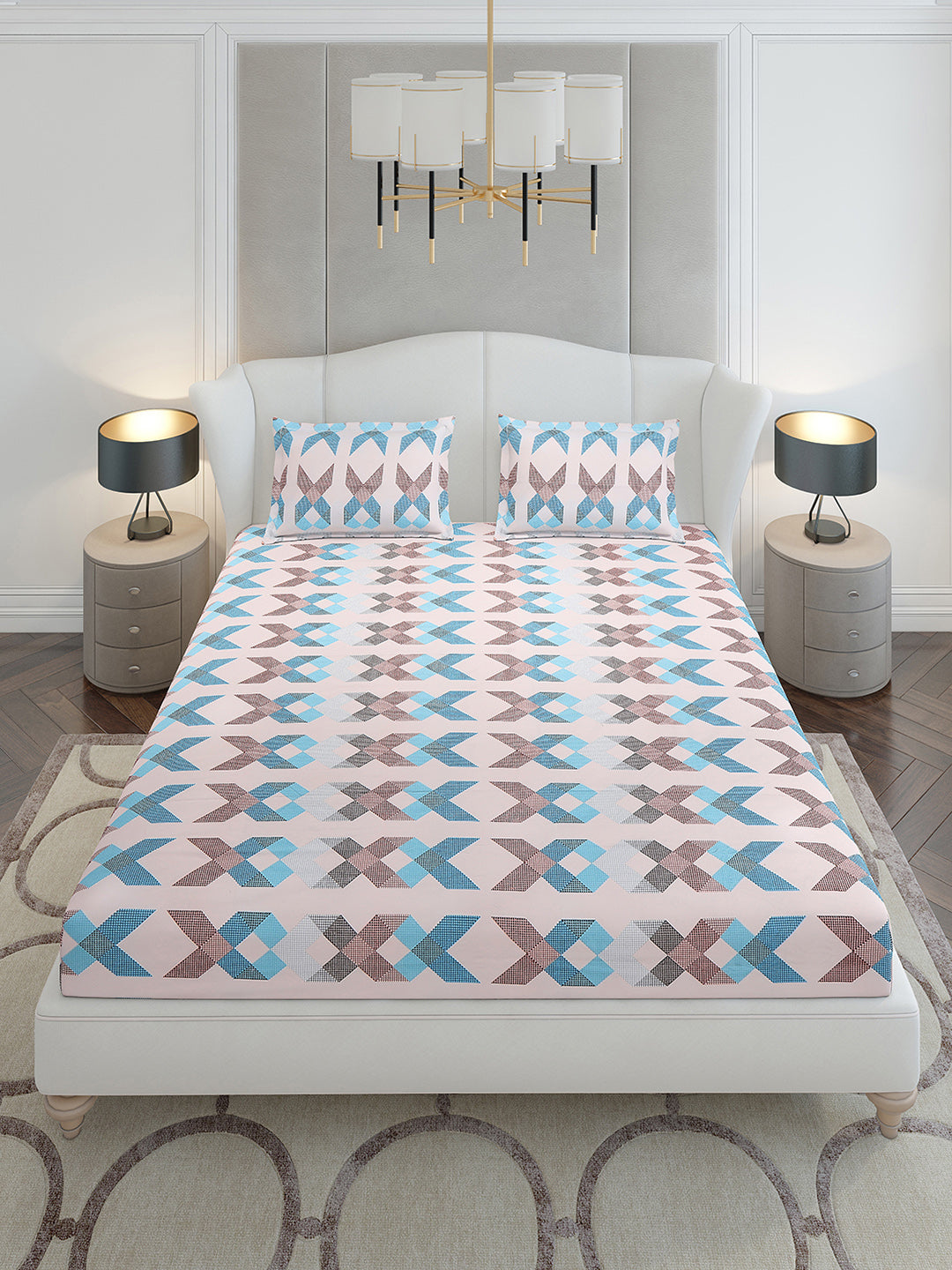120 GSM Polyester Queen Size 1 Bedsheet with 2 Pillow Covers (Occasion)