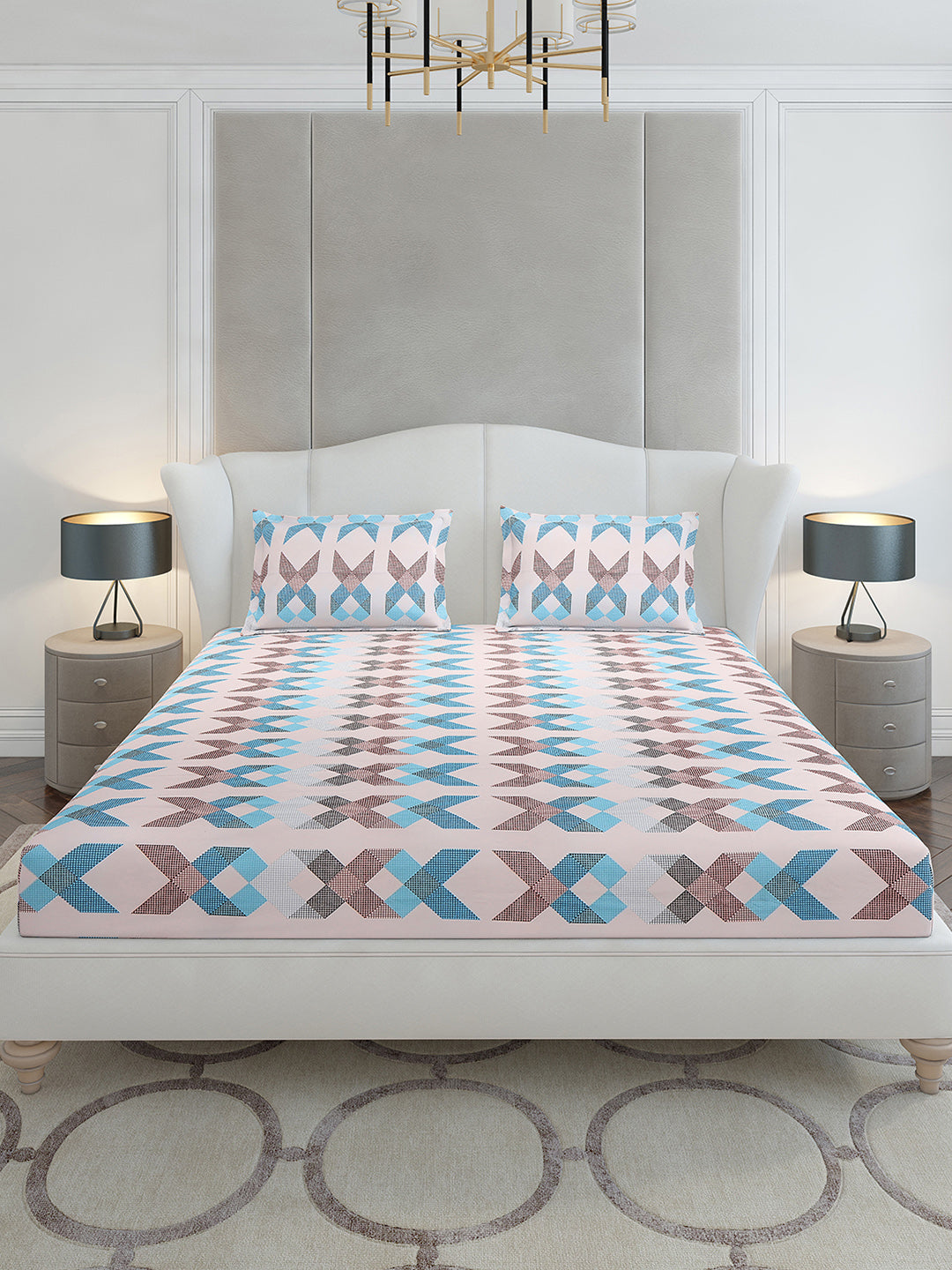 120 GSM Polyester Queen Size 1 Bedsheet with 2 Pillow Covers (Occasion)