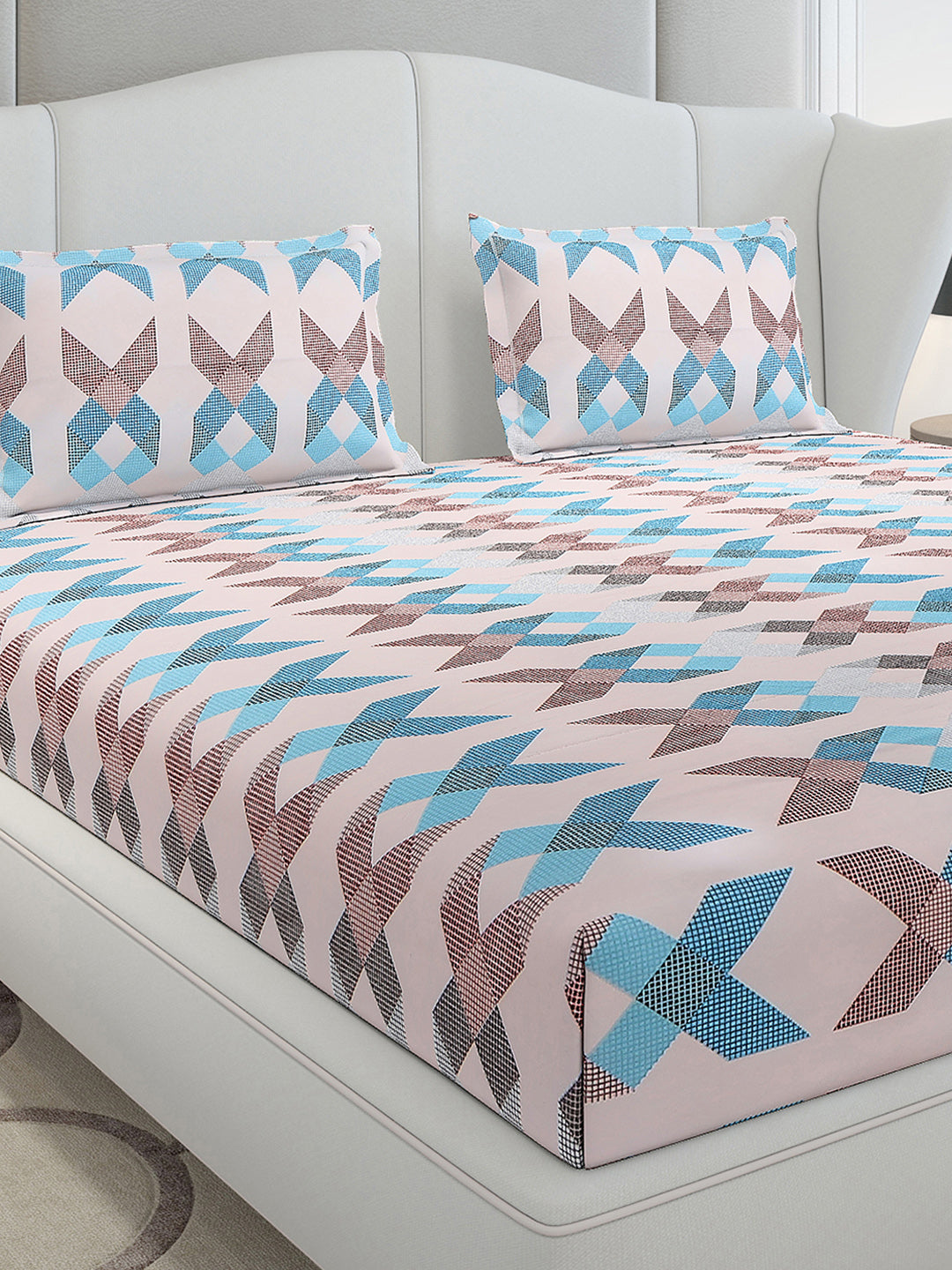 120 GSM Polyester Queen Size 1 Bedsheet with 2 Pillow Covers (Occasion)