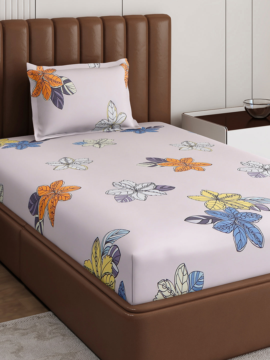 120 GSM Polyester Single Bedsheet with 1 Pillow Cover (Pixel)
