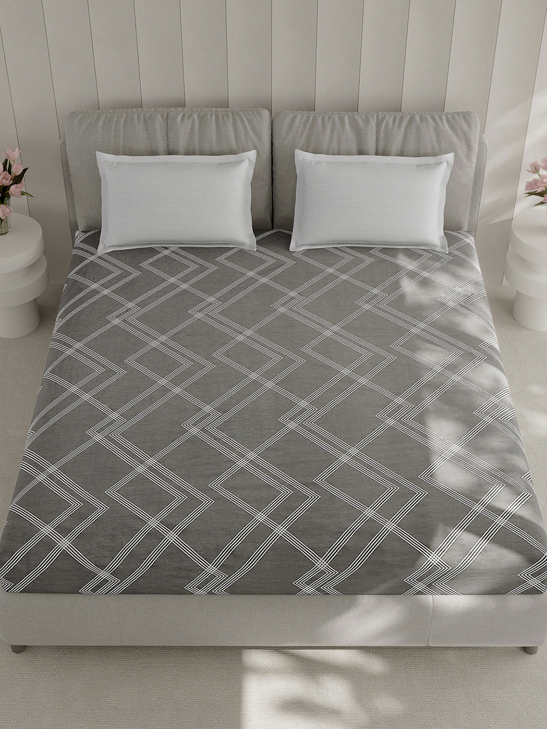 210 TC Cotton Double Bed 1 Bedsheet with 2 Pillow Covers (Ramona)