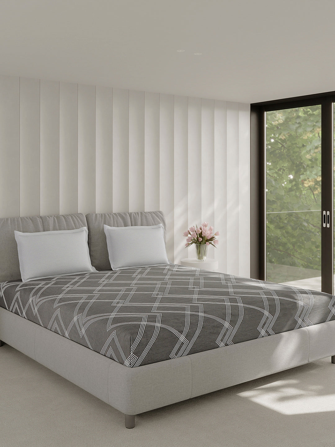 210 TC Cotton Double Bed 1 Bedsheet with 2 Pillow Covers (Ramona)