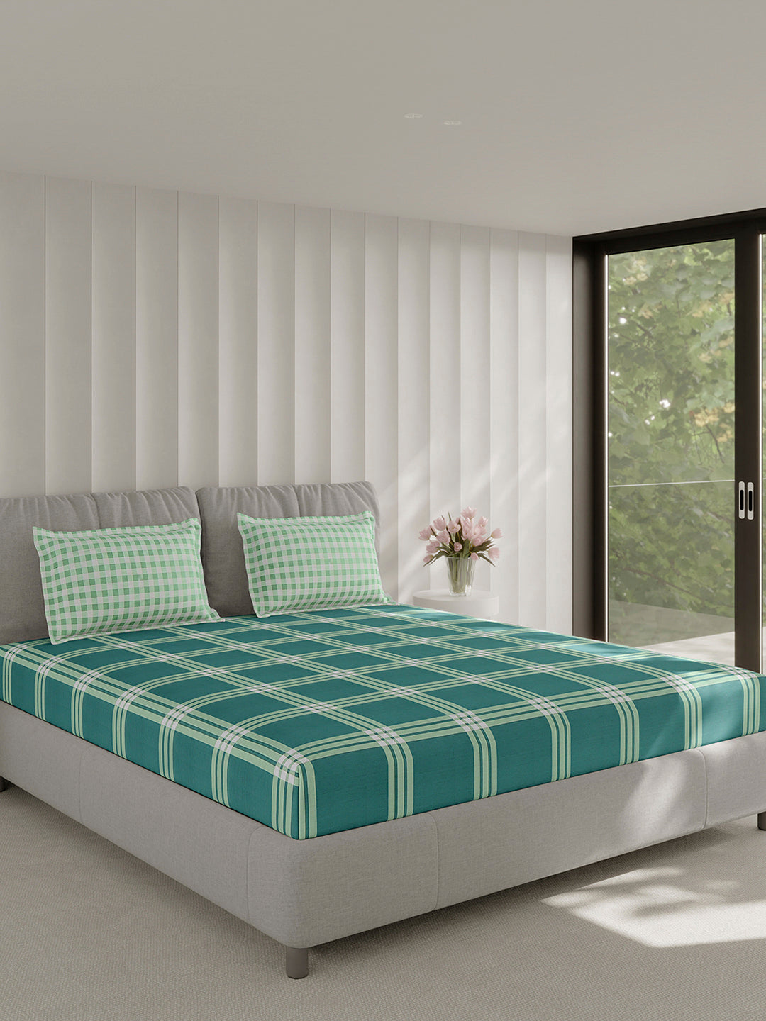 210 TC Cotton Double Bed 1 Bedsheet with 2 Pillow Covers (Ramona)