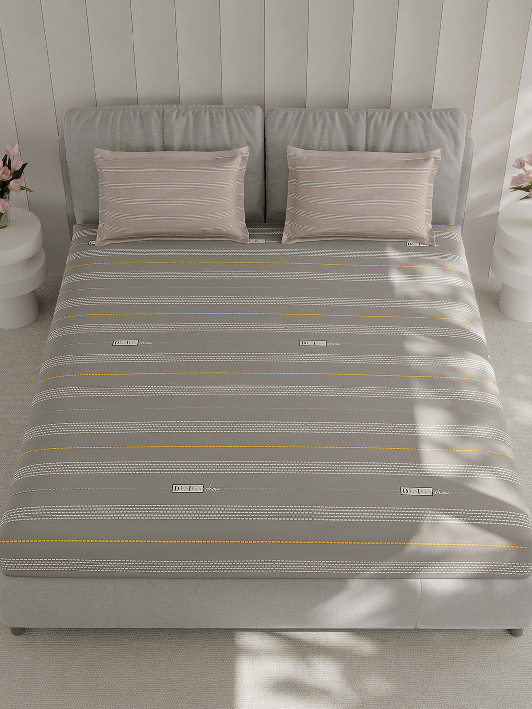 210 TC Cotton Double Bed 1 Bedsheet with 2 Pillow Covers (Ramona)