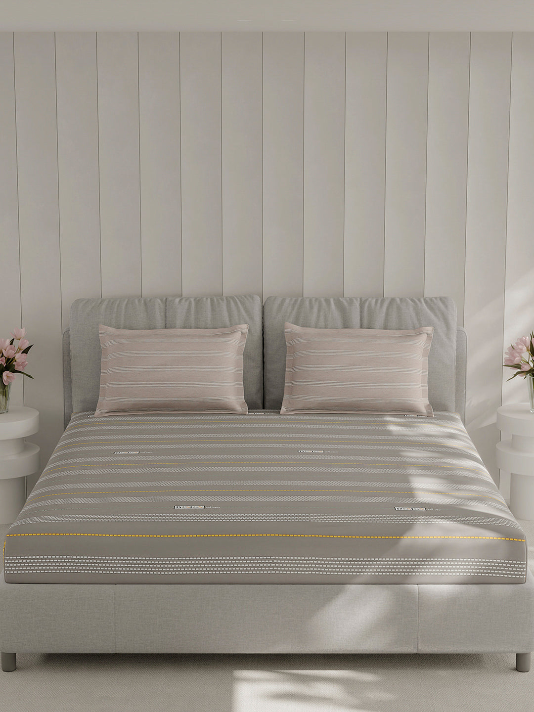 210 TC Cotton Double Bed 1 Bedsheet with 2 Pillow Covers (Ramona)