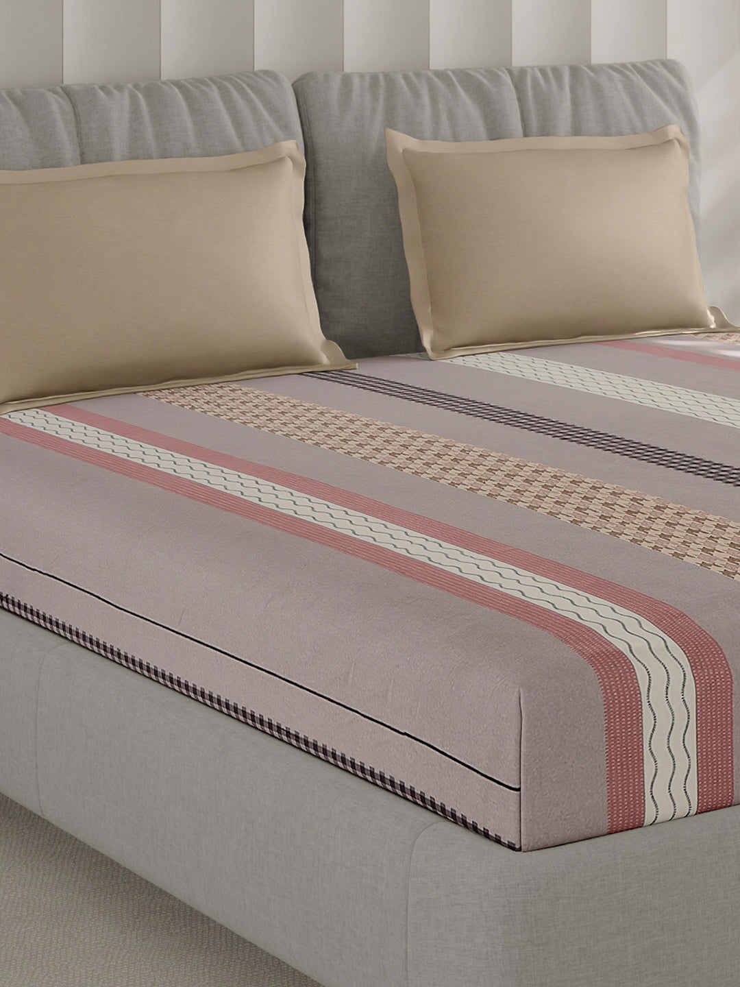 210 TC Cotton Double Bed 1 Bedsheet with 2 Pillow Covers (Ramona)
