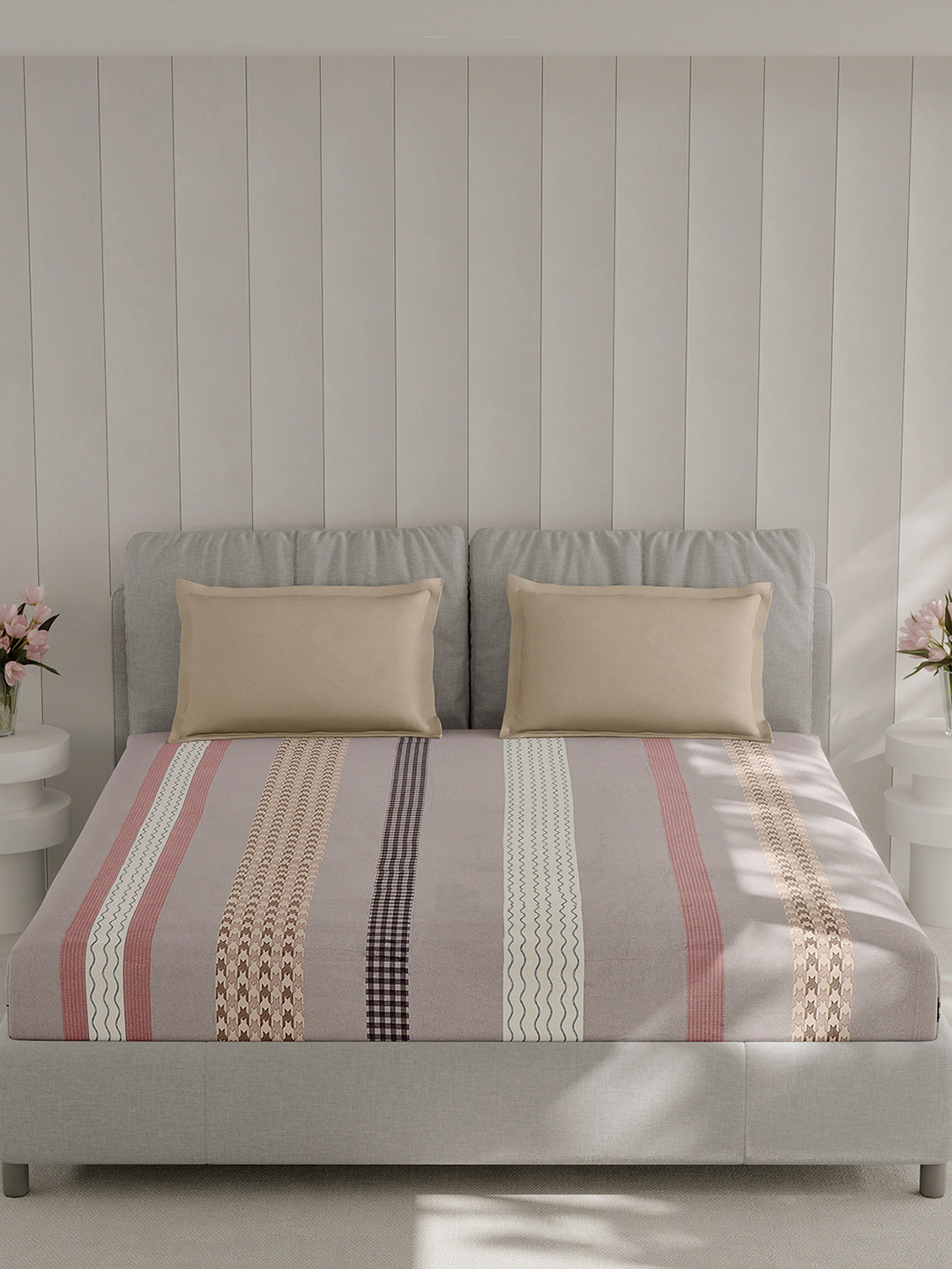 210 TC Cotton Double Bed 1 Bedsheet with 2 Pillow Covers (Ramona)
