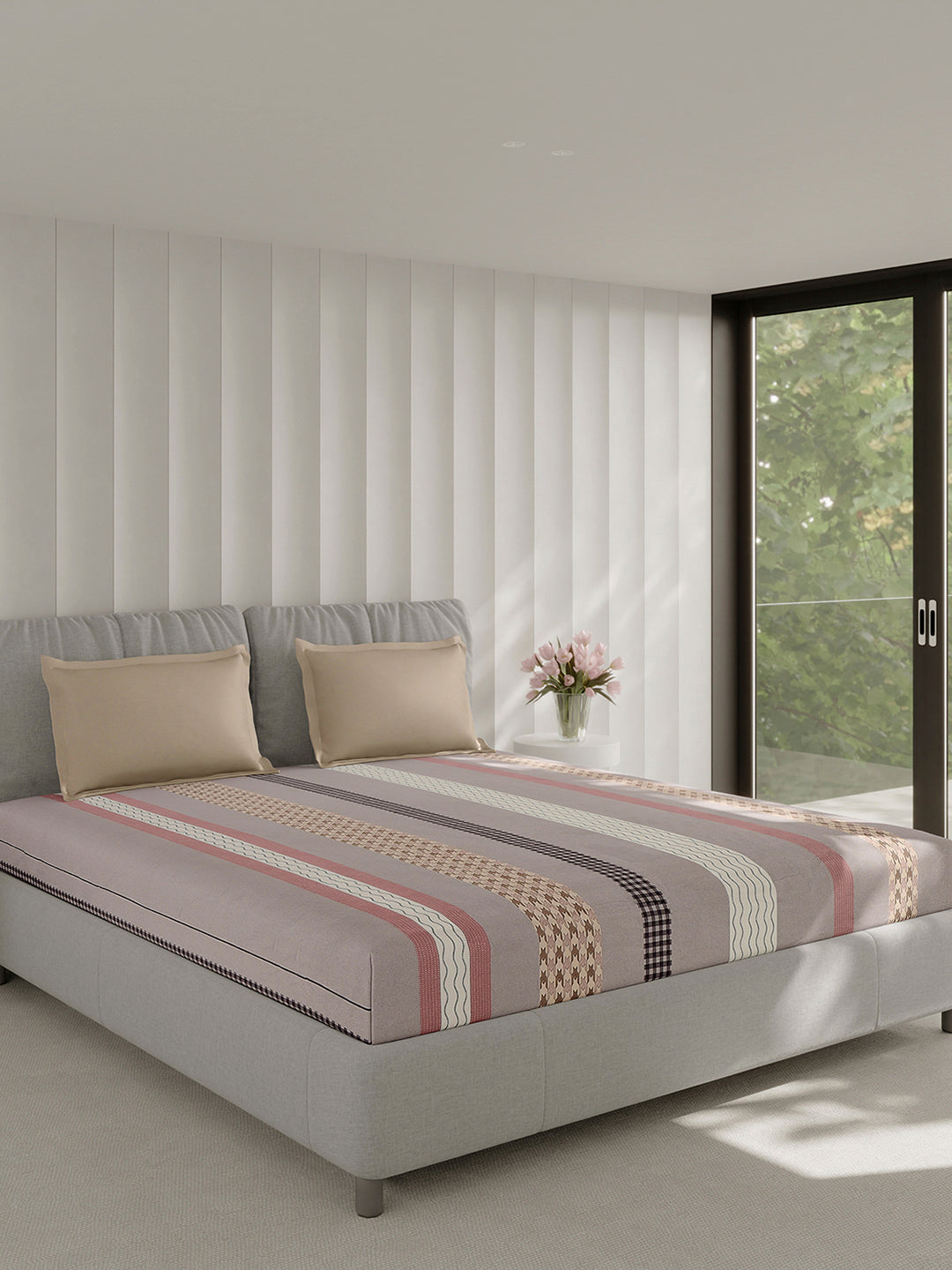 210 TC Cotton Double Bed 1 Bedsheet with 2 Pillow Covers (Ramona)