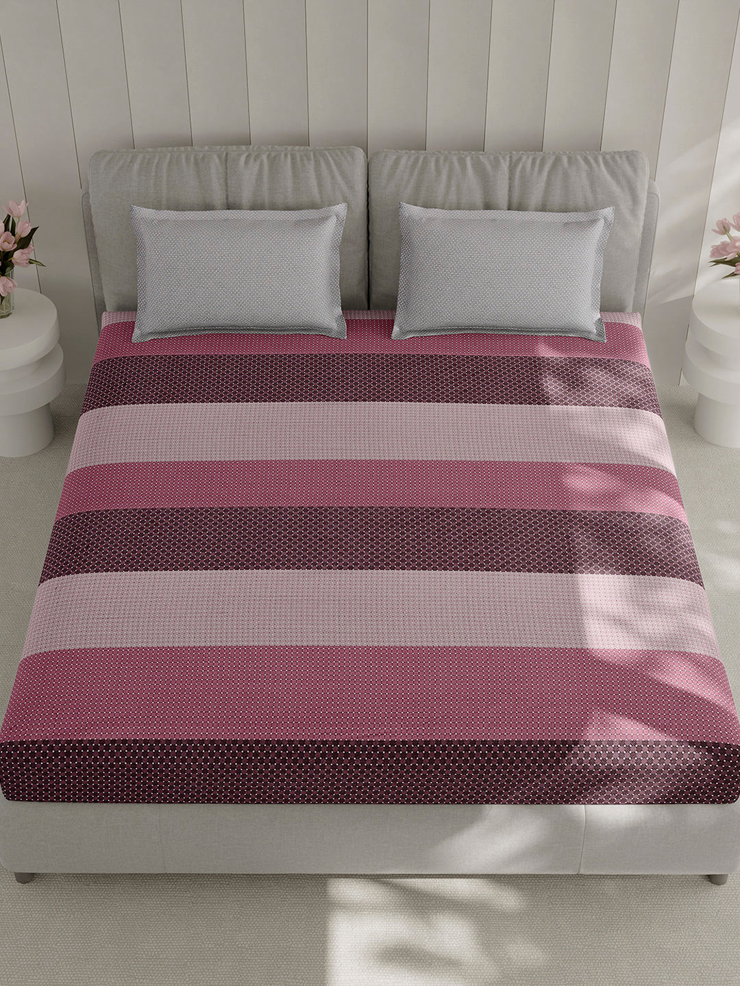 210 TC Cotton Double Bed 1 Bedsheet with 2 Pillow Covers (Ramona)