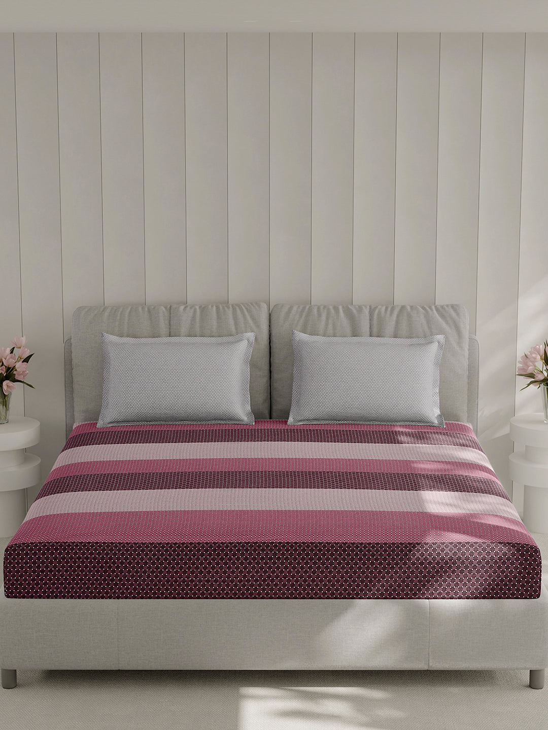 210 TC Cotton Double Bed 1 Bedsheet with 2 Pillow Covers (Ramona)