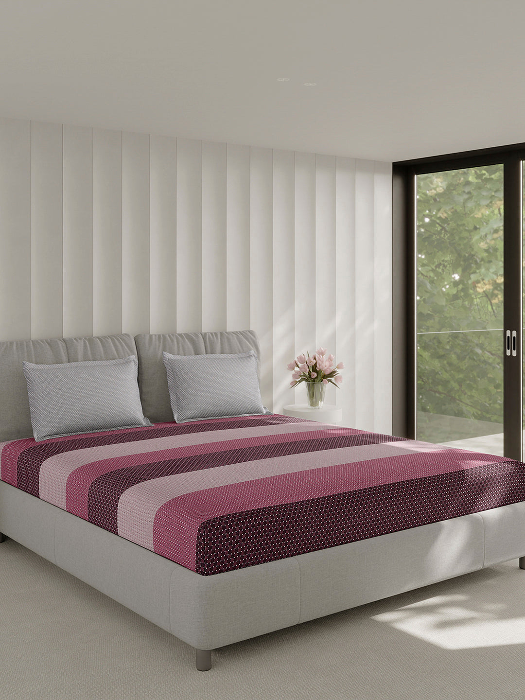 210 TC Cotton Double Bed 1 Bedsheet with 2 Pillow Covers (Ramona)