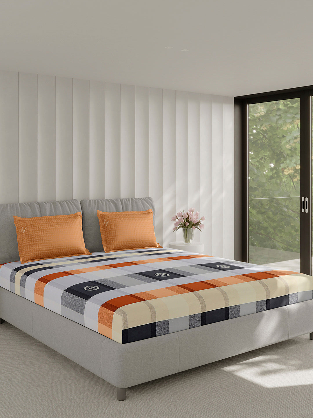 210 TC Cotton Double Bed 1 Bedsheet with 2 Pillow Covers (Ramona)