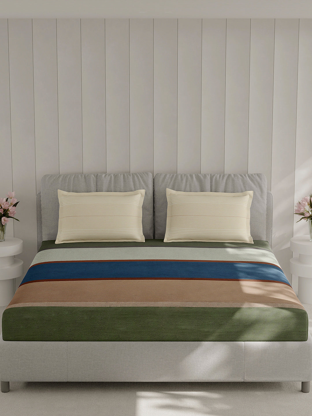 210 TC Cotton Double Bed 1 Bedsheet with 2 Pillow Covers (Ramona)