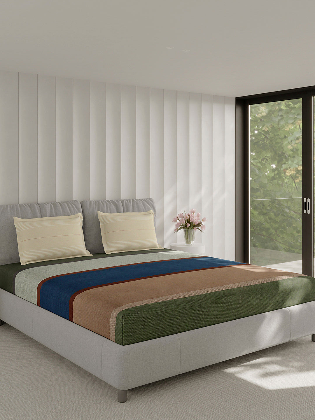 210 TC Cotton Double Bed 1 Bedsheet with 2 Pillow Covers (Ramona)