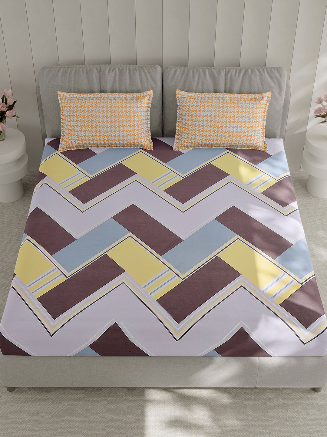 210 TC Cotton Double Bed 1 Bedsheet with 2 Pillow Covers (Ramona)