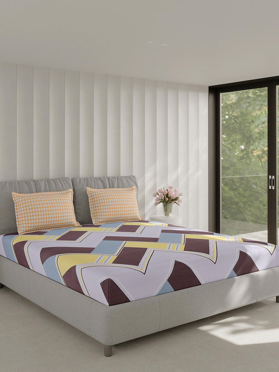 210 TC Cotton Double Bed 1 Bedsheet with 2 Pillow Covers (Ramona)
