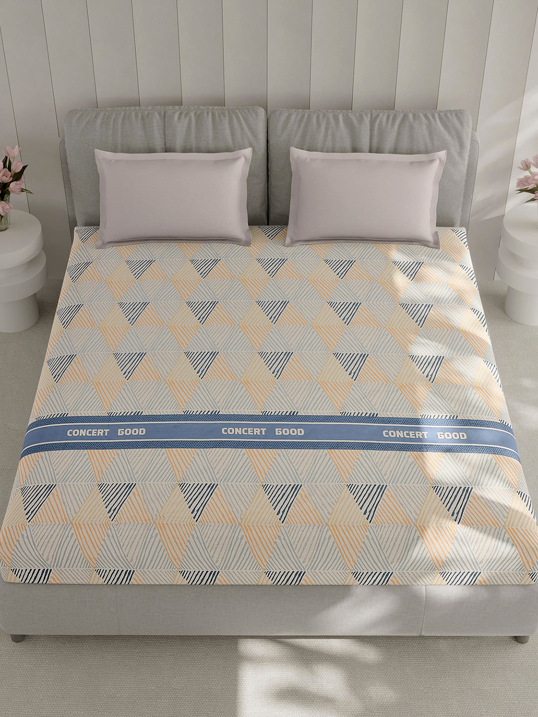 210 TC Cotton Double Bed 1 Bedsheet with 2 Pillow Covers (Ramona)