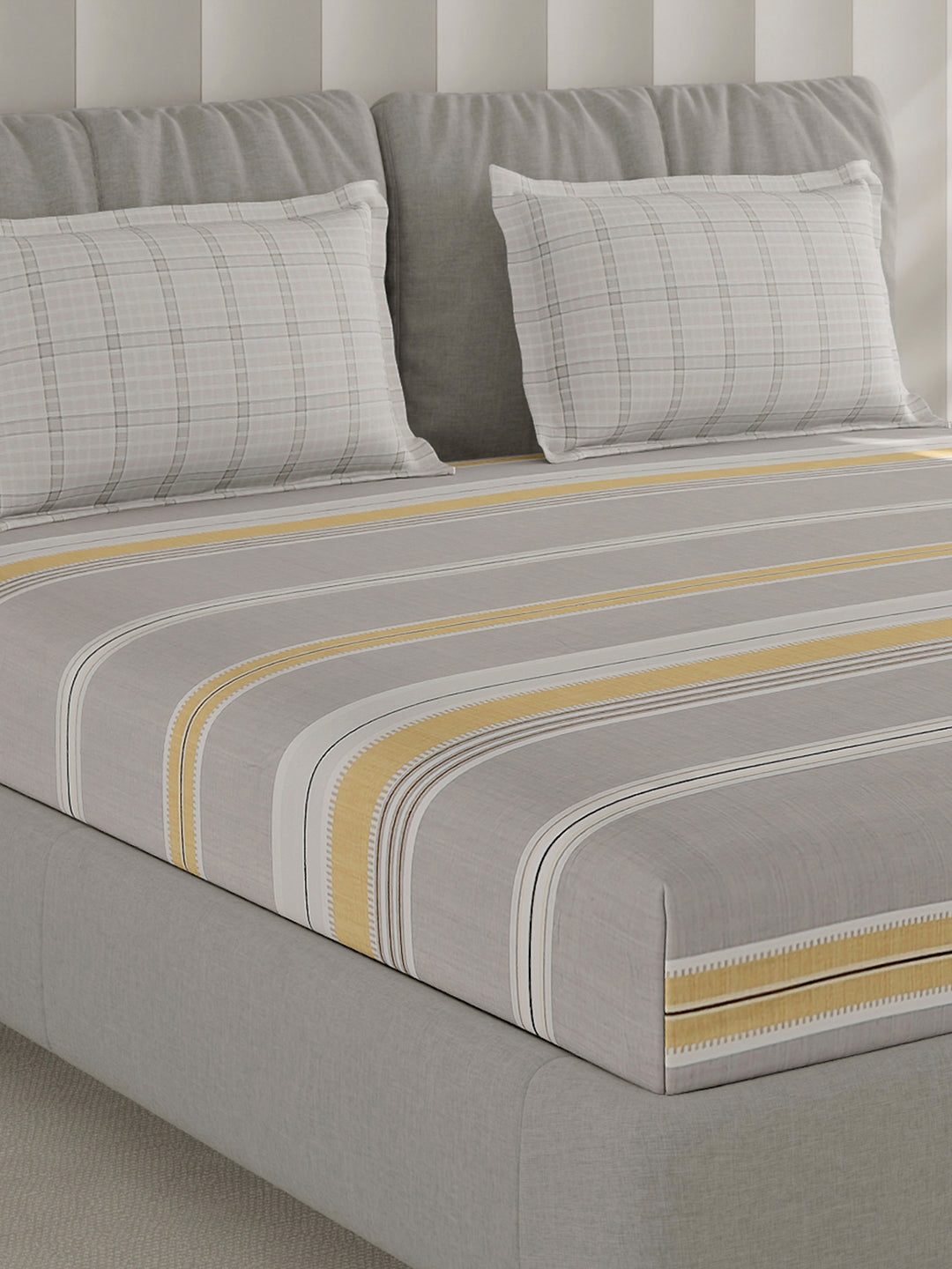 210 TC Cotton Double Bed 1 Bedsheet with 2 Pillow Covers (Ramona)