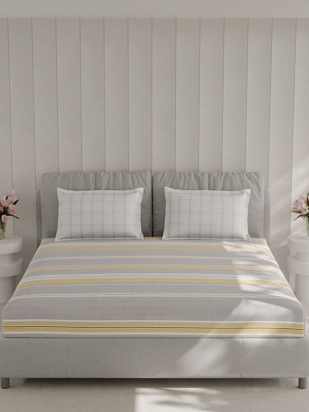 210 TC Cotton Double Bed 1 Bedsheet with 2 Pillow Covers (Ramona)
