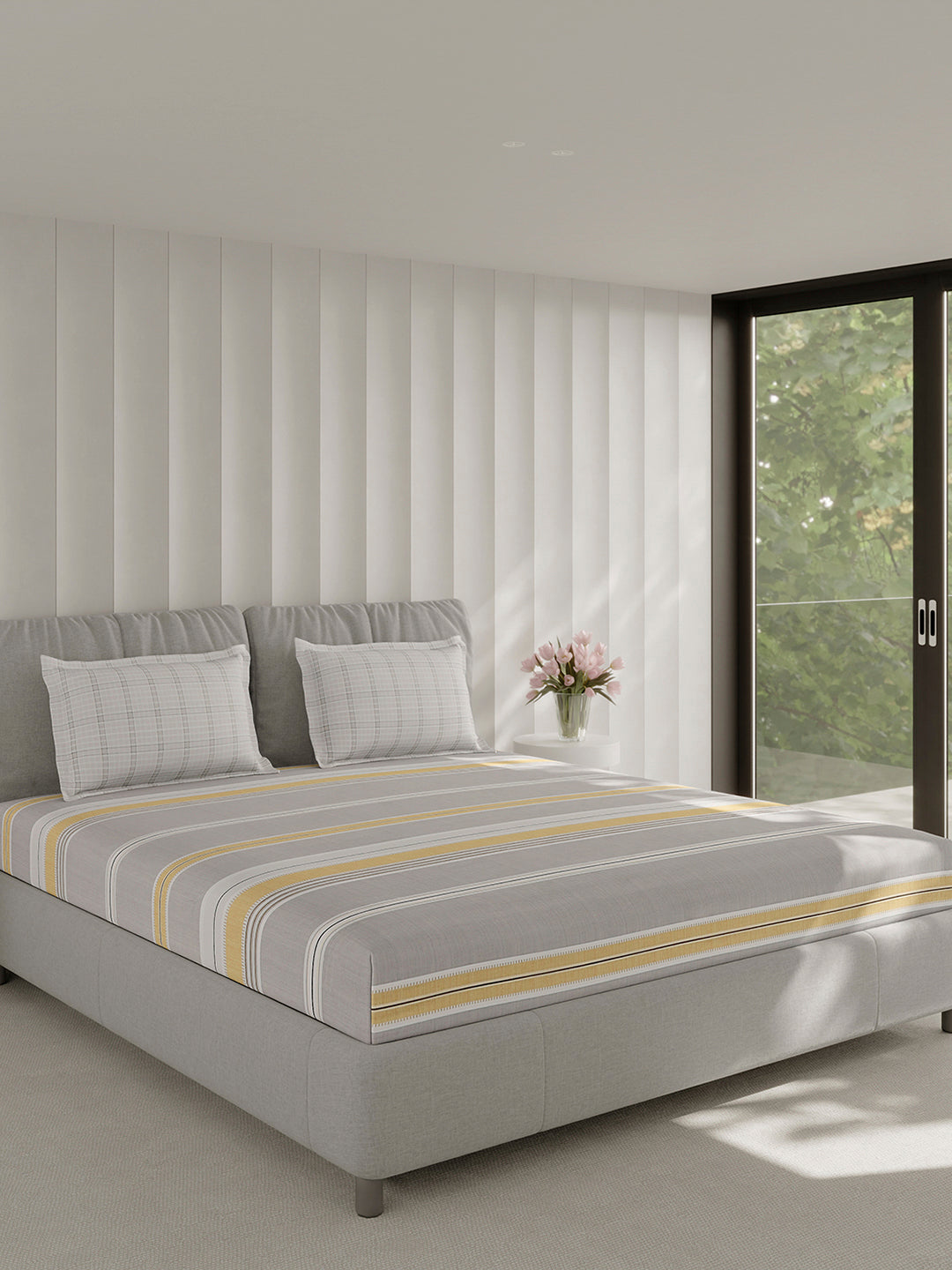 210 TC Cotton Double Bed 1 Bedsheet with 2 Pillow Covers (Ramona)