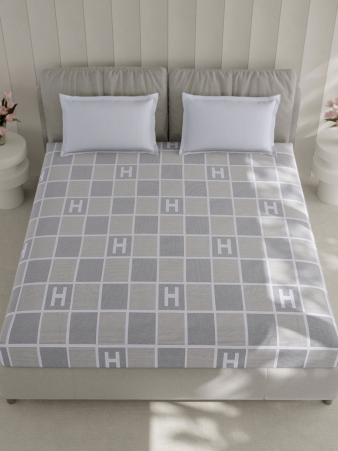 210 TC Cotton Double Bed 1 Bedsheet with 2 Pillow Covers (Ramona)