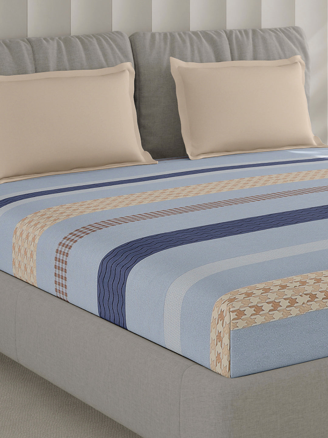 210 TC Cotton Double Bed 1 Bedsheet with 2 Pillow Covers (Ramona)