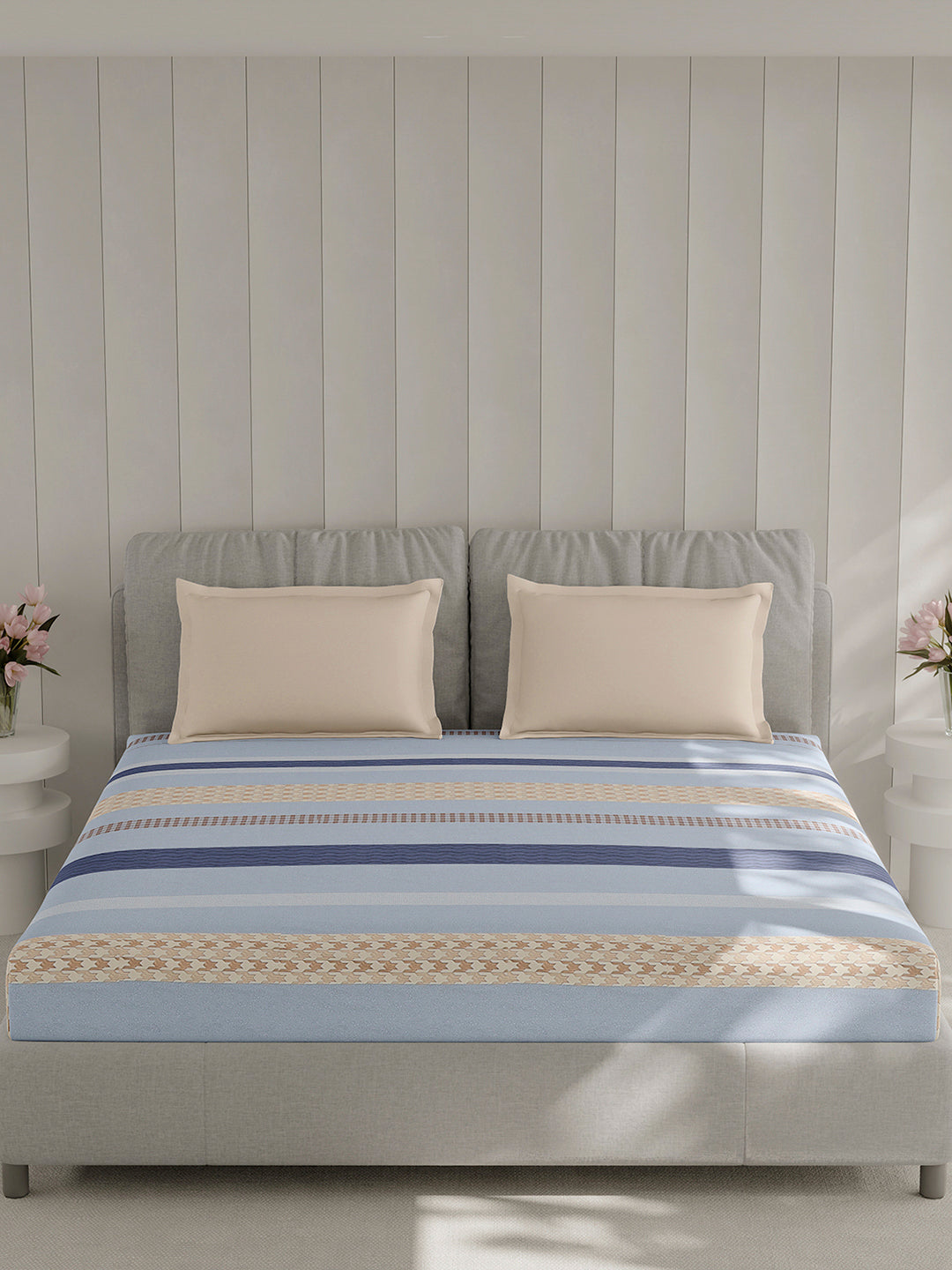 210 TC Cotton Double Bed 1 Bedsheet with 2 Pillow Covers (Ramona)