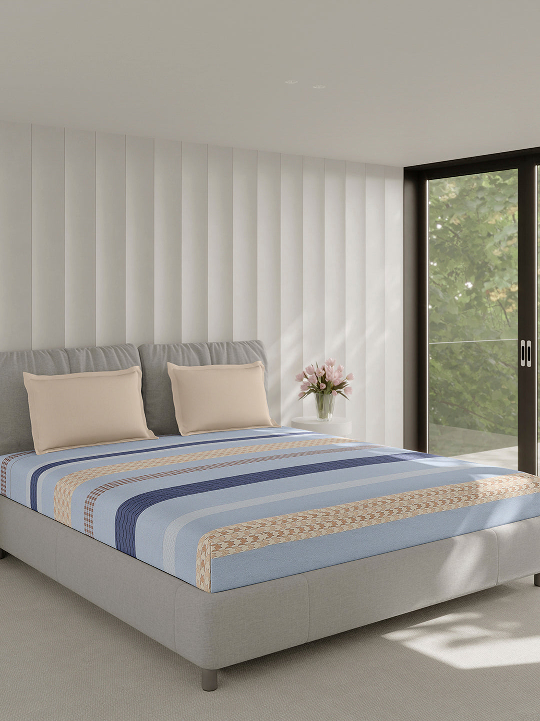 210 TC Cotton Double Bed 1 Bedsheet with 2 Pillow Covers (Ramona)
